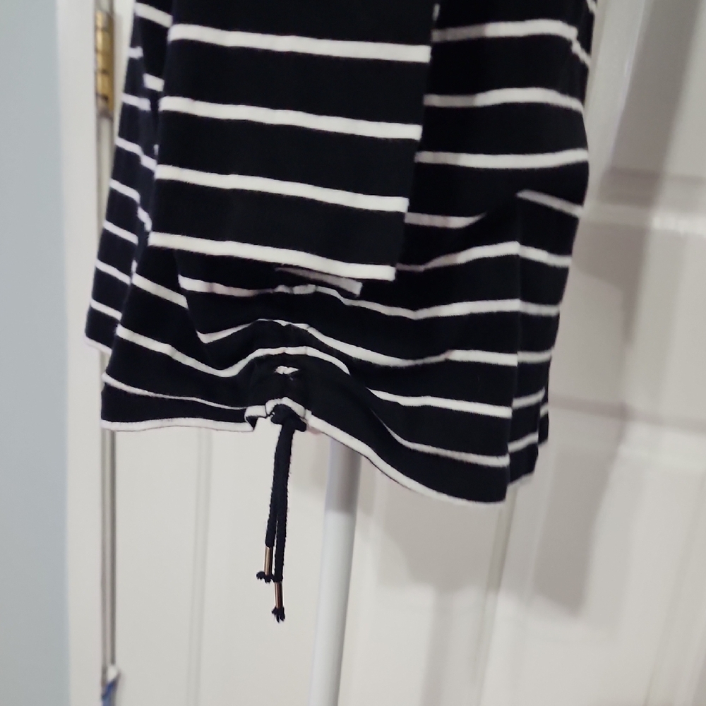 Chaps Black and White Striped Long Sleeve Tee - Picture 7 of 7